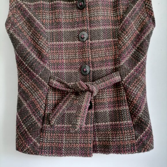Cabi Style #691 Womens Brown Plaid Print Wool Blend Sweater Vest Size Medium - Picture 3 of 7
